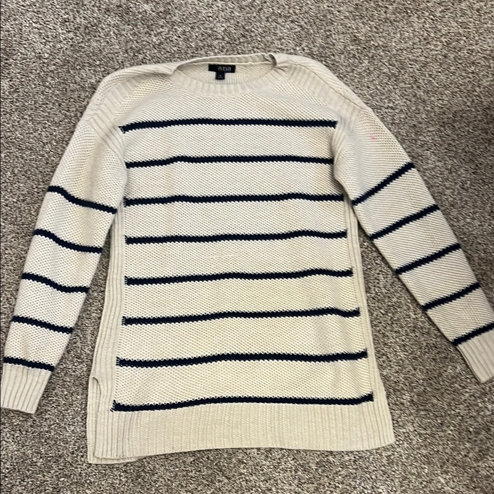 a.n.a Cream and Black Crew Neck Sweater with Stripes